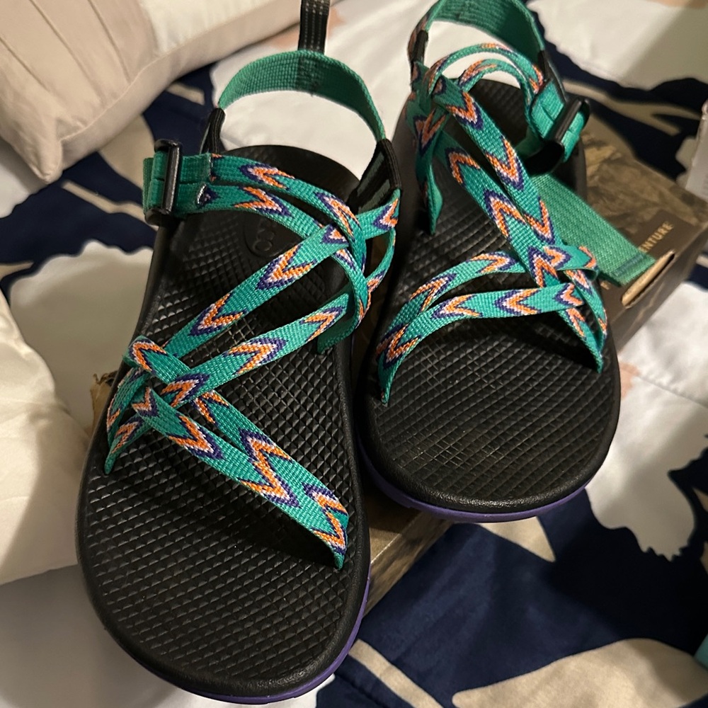 Chaco Kids Sandals in Teal and Orange